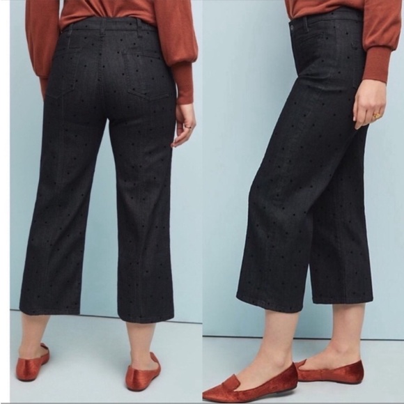 Pilcro and The Letterpress High Rise Wide Leg Polka Dot Jeans Sz 30 - Picture 2 of 15